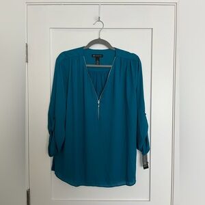 inc international concepts teal 3/4 sleeve blouse nwt